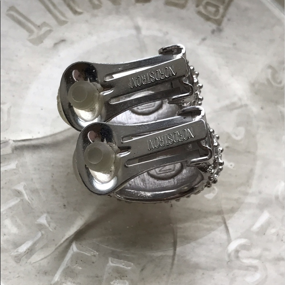 Nordstrom CZ silver rhinestone clip earrings - Picture 5 of 6