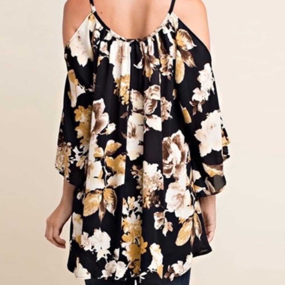Floral Cold Shoulder Top - Picture 2 of 7
