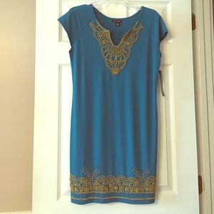 Blue Gold Beaded Dress