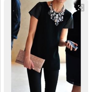 Club Monaco black leather sleeve Alessandra top