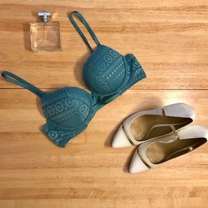 Aerie Teal Lace Push-up Bra