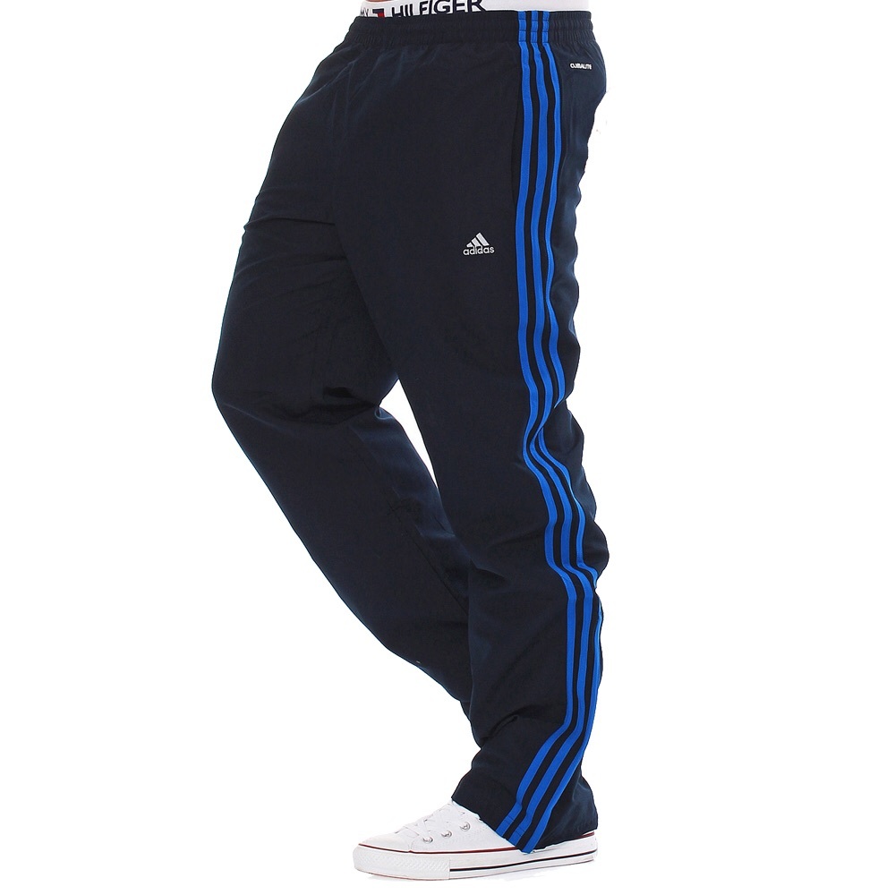 Blue and black adidas track pants unisex