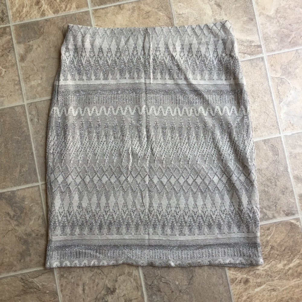 H&M Silver Stretch High-Waisted Mini Skirt
