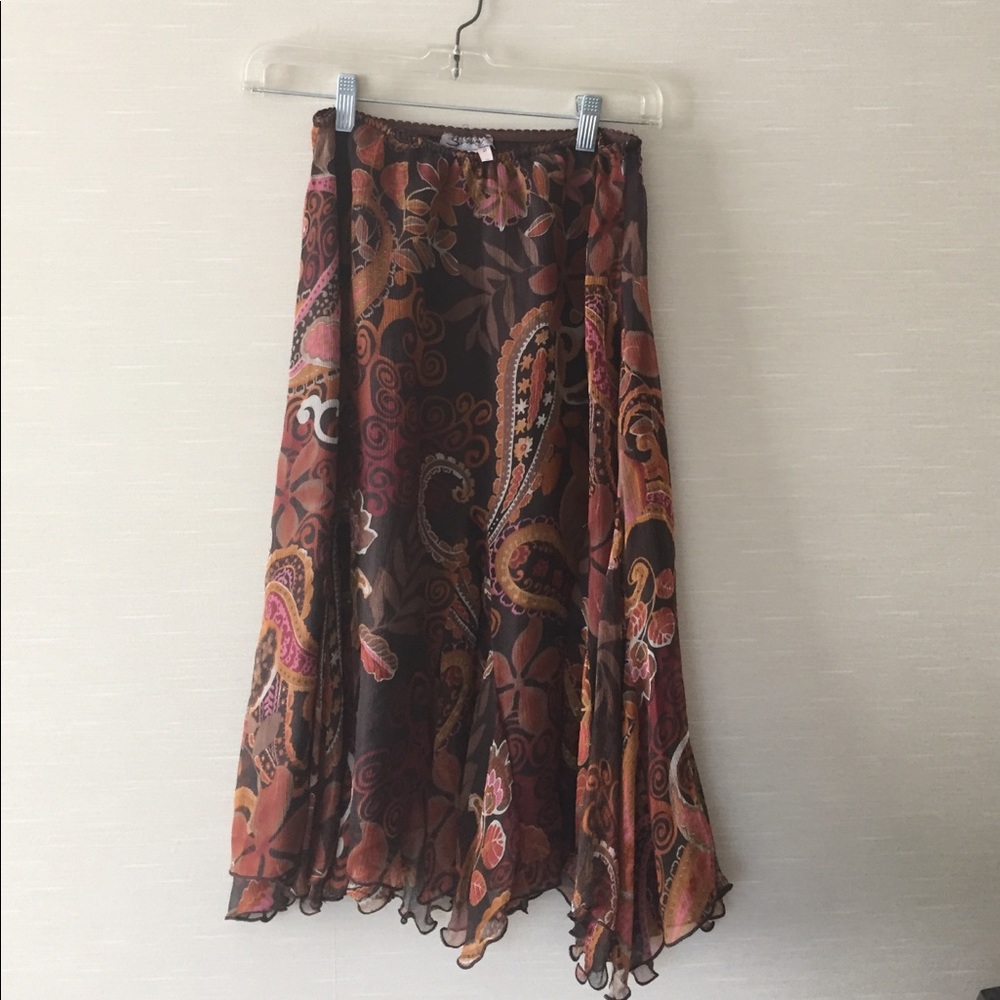 Sassie chiffon printed paisley print skirt.