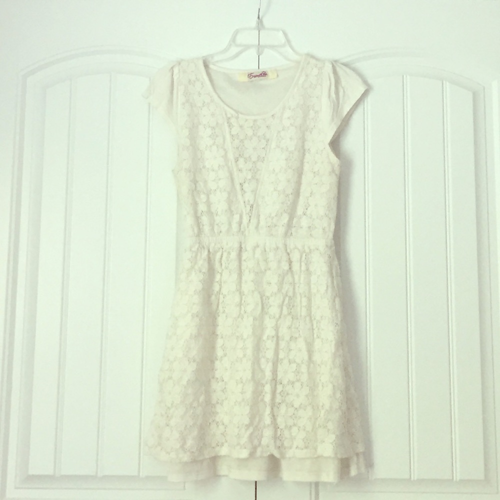 White Emelee lace overlay dress