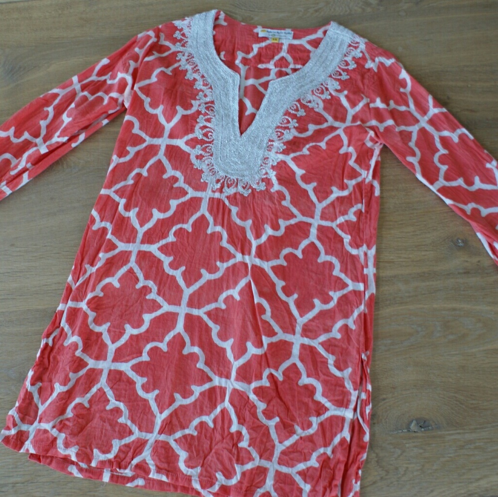 Roberta Roller Rabbit Cover-up in Coral and White