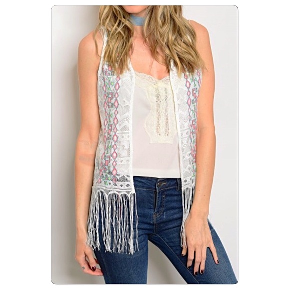 Bohemian Chic Fringe Lace Vest Small - Picture 7 of 8