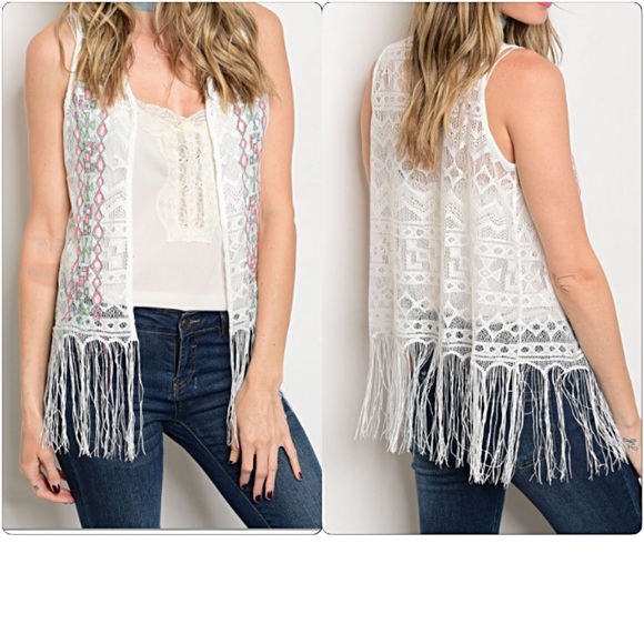 Bohemian Chic Fringe Lace Vest Small - Picture 5 of 8