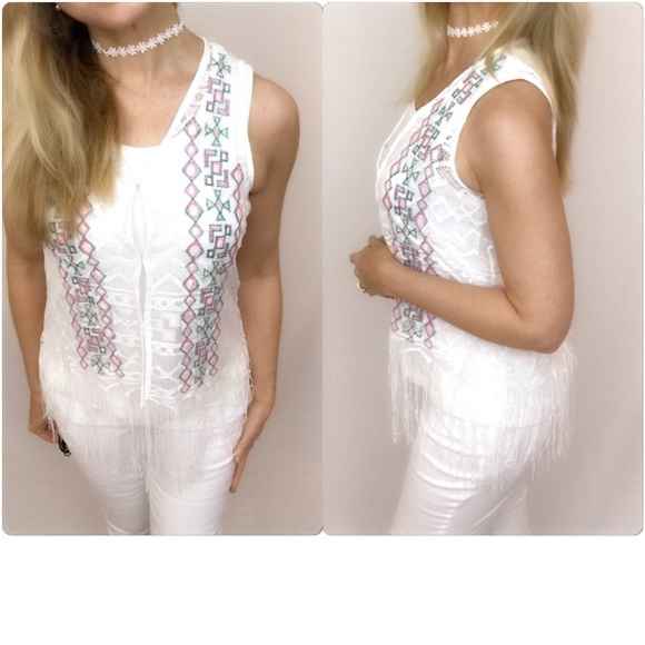 Bohemian Chic Fringe Lace Vest Small - Picture 2 of 8