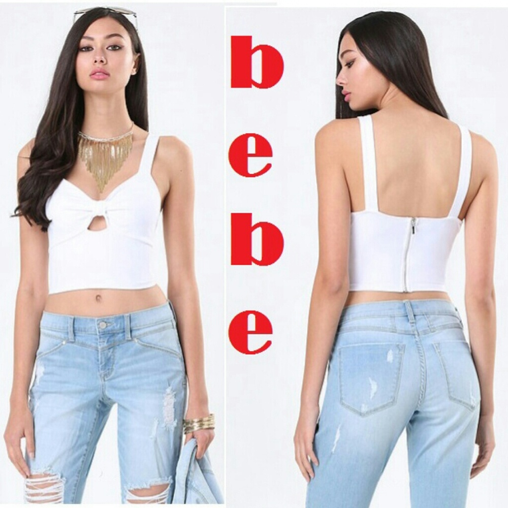 BEBE NEW PEEKABOO CROP TANK TOP Fits like M