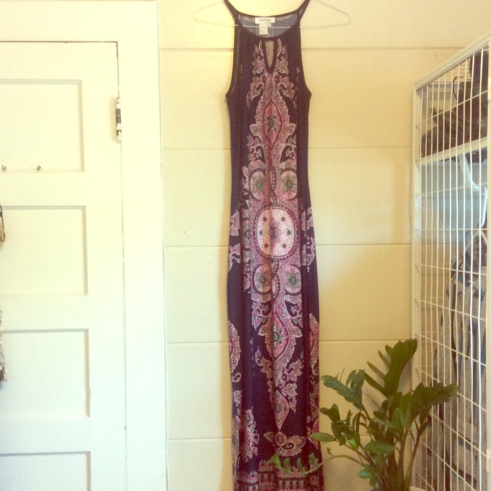Navy Patterened Maxi, NWOT, Large