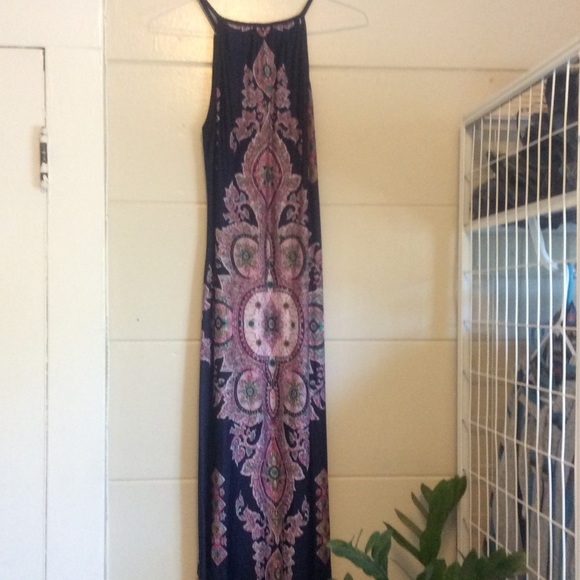 Navy Patterened Maxi, NWOT, Large - Picture 3 of 5