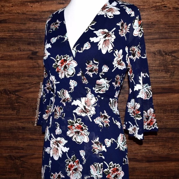 FLORAL MAXI DRESS Printed V Long Draped Wrap Gown - Picture 4 of 6