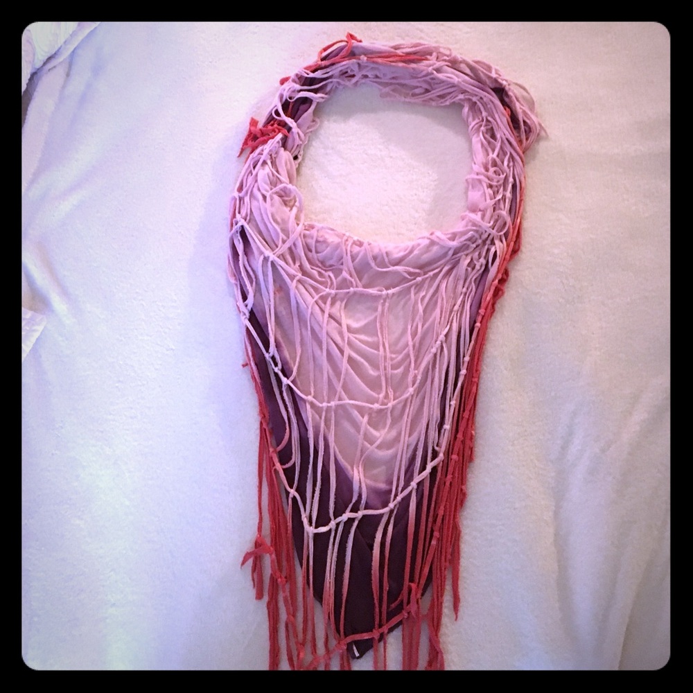 Free People multi-color fringe scarf