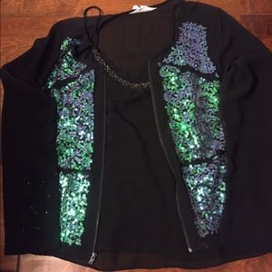 Bedazzled sheer jacket