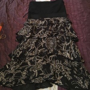 Express Strapless black and white floral dress