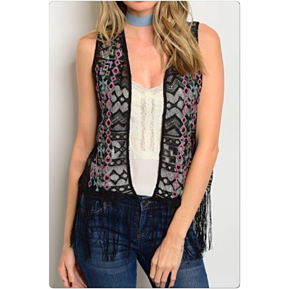 Fun & Flirty Bohemian Fringe Lace Vest Sold - Picture 8 of 8