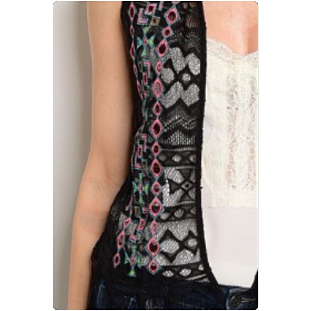 Fun & Flirty Bohemian Fringe Lace Vest Sold - Picture 7 of 8