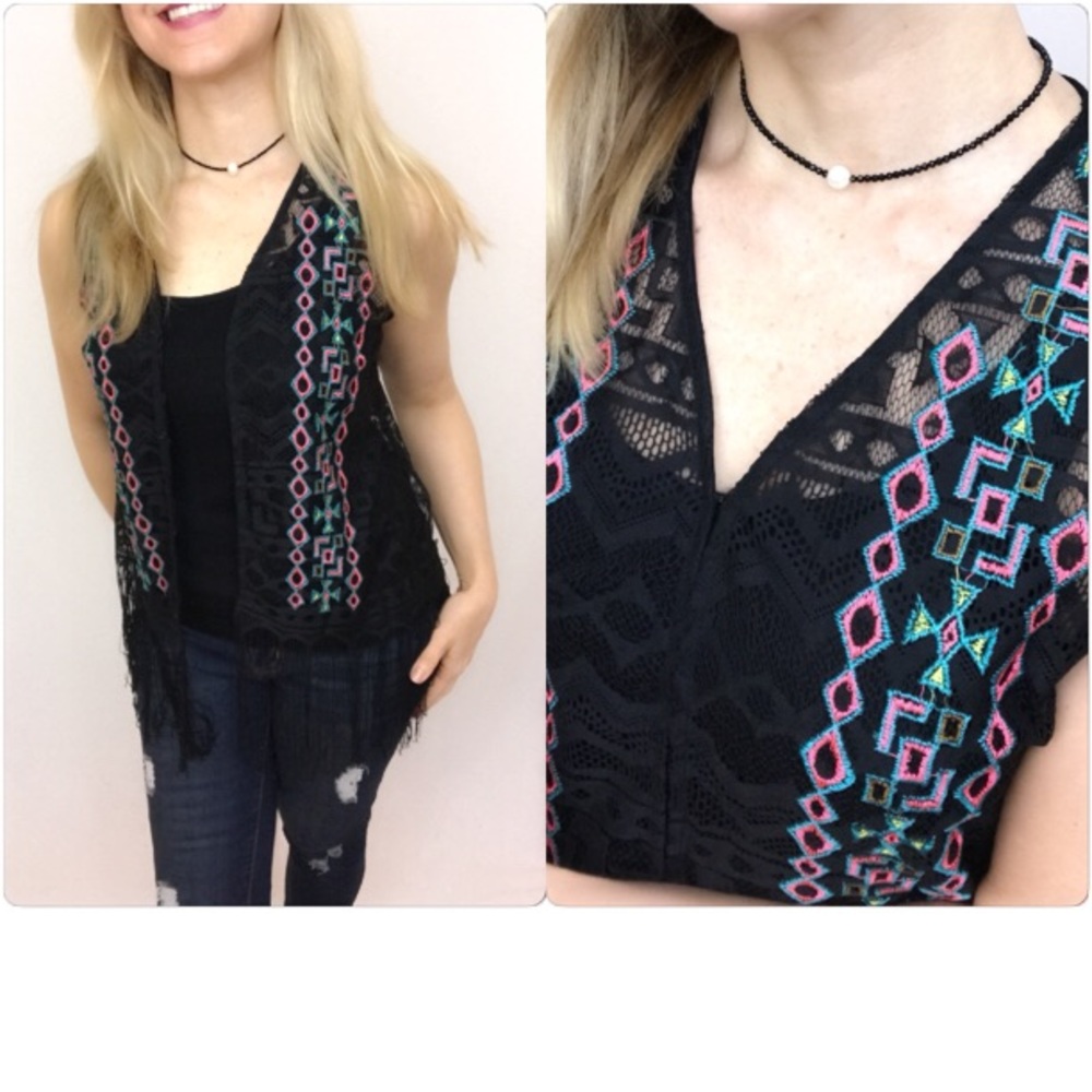 Fun & Flirty Bohemian Fringe Lace Vest Sold - Picture 6 of 8
