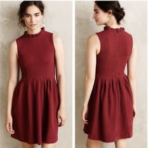 Anthropologie Pinnacle Textured Dress in maroon