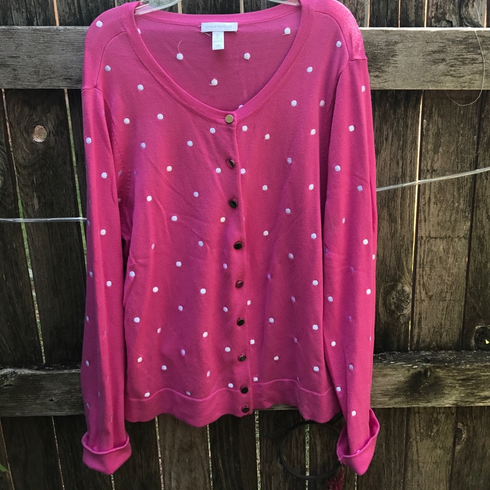Pink with White Polka Dot Cardigan