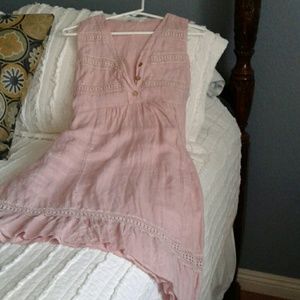 Adorable Light Pink Linen Summer Dress