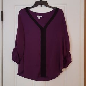 NYC&CO Purple Satin Purple and Black Blouse