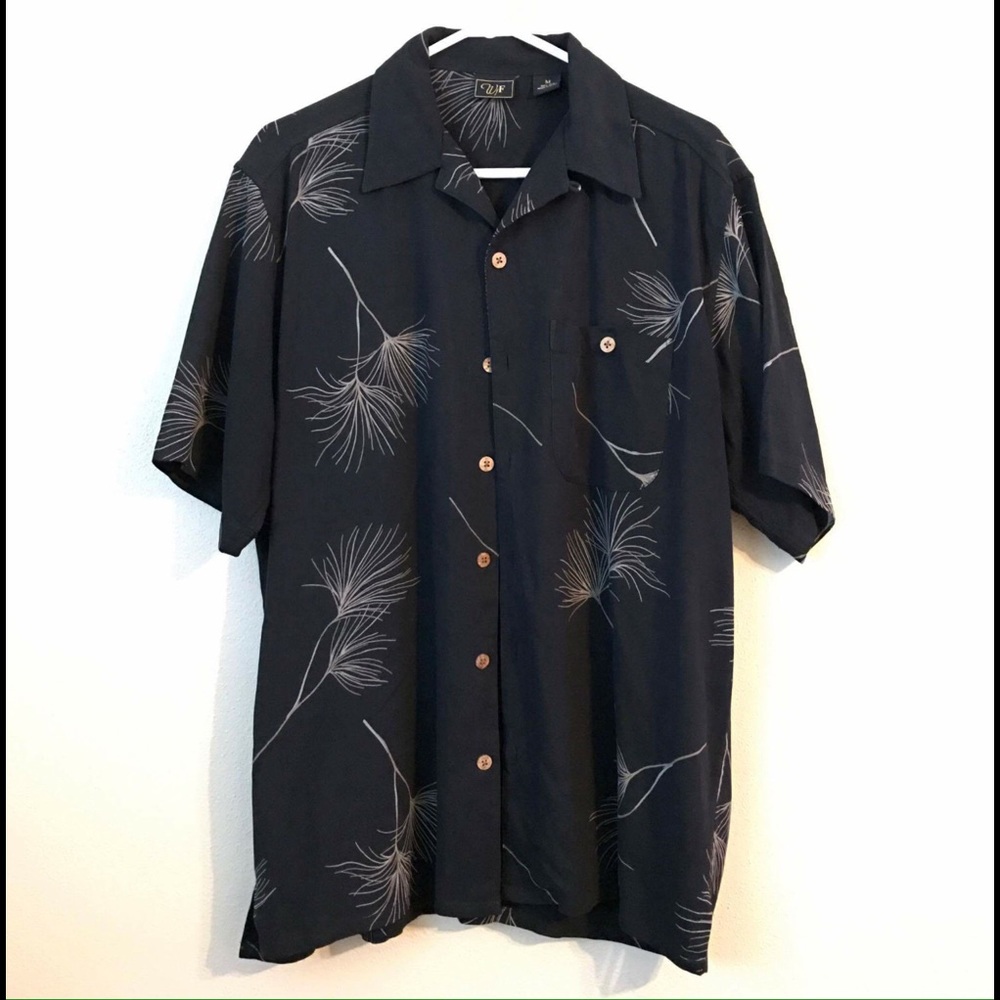 WfF Men's Black Silk Hawaiian Style Shirt