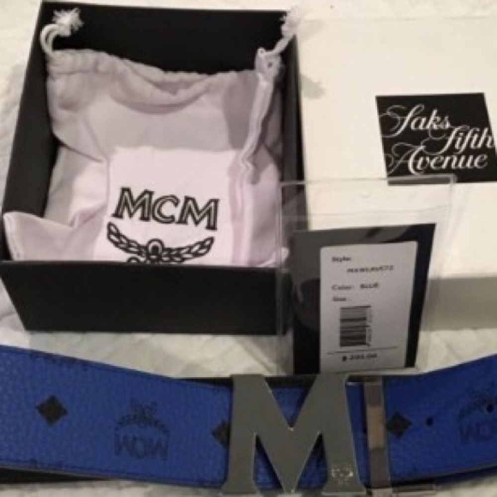 AUTHENIC BLUE MCM BELT