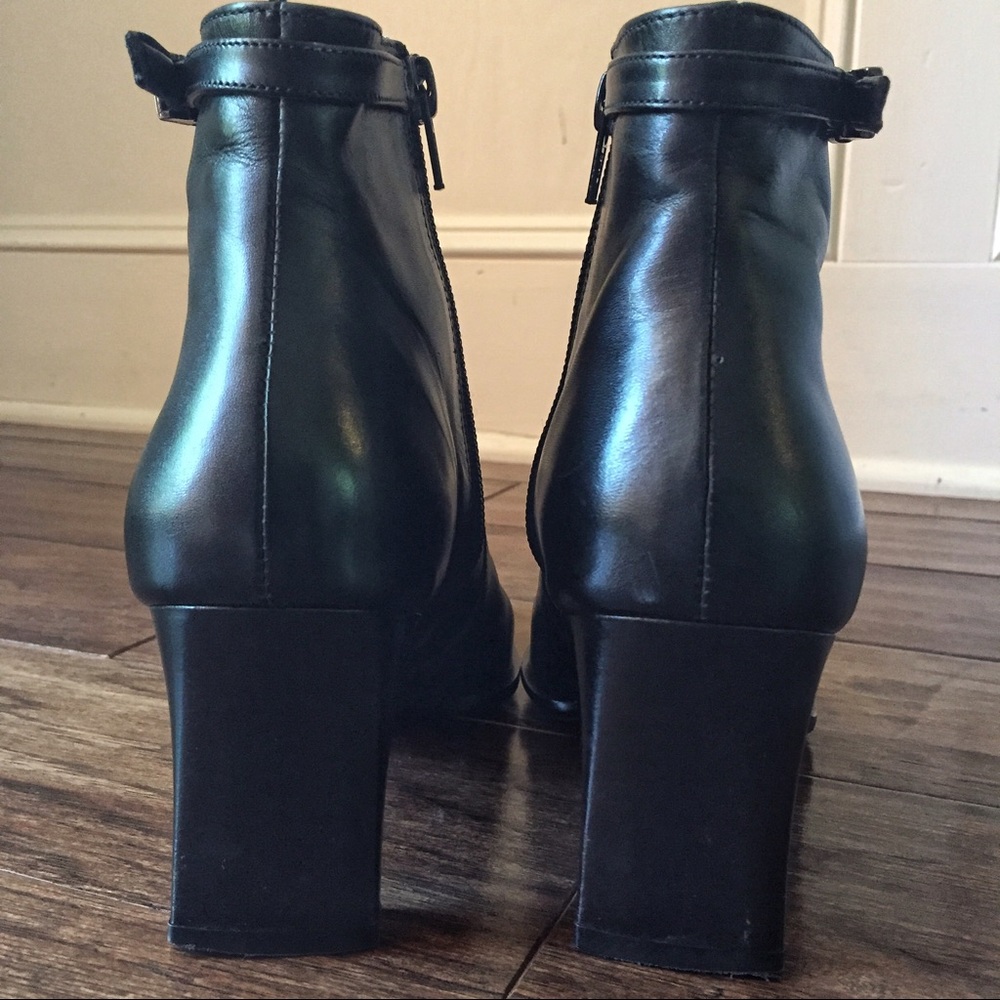 Block Heel Black Ankle Boots Square Toe Size 7.5