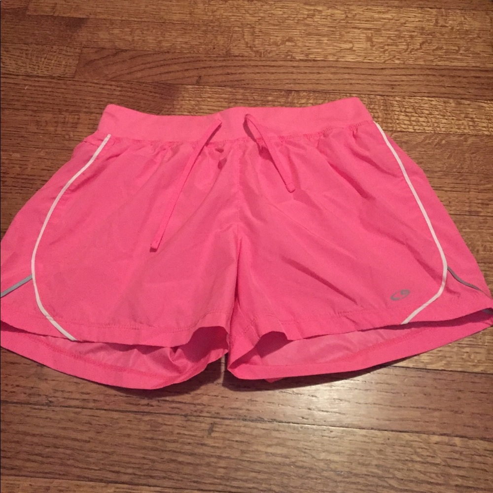 Pink white & gray stripe Champion workout shorts