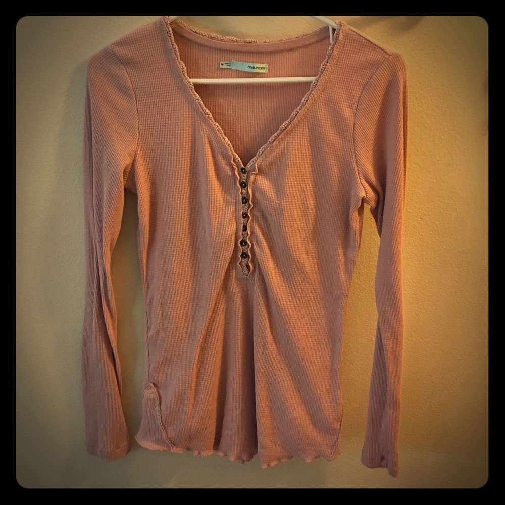 Maurices pink long sleeved "waffle" shirt