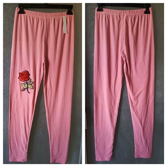 💛⚘New Arrival Embroidered Pink leggings - Picture 2 of 4