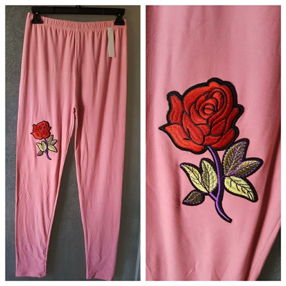 💛⚘New Arrival Embroidered Pink leggings - Picture 3 of 4