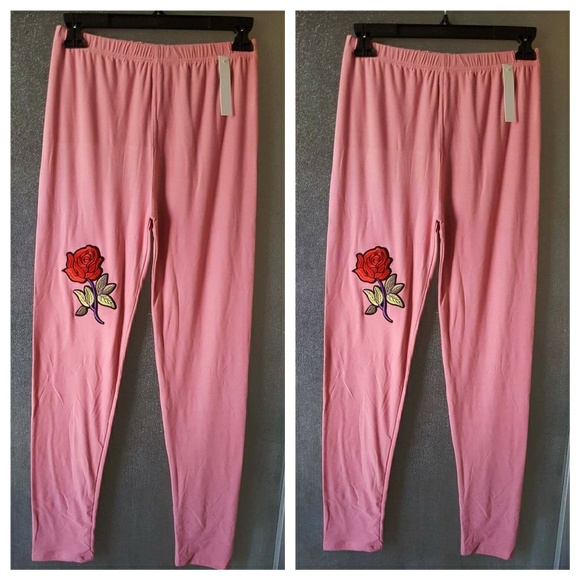 💛⚘New Arrival Embroidered Pink leggings - Picture 4 of 4