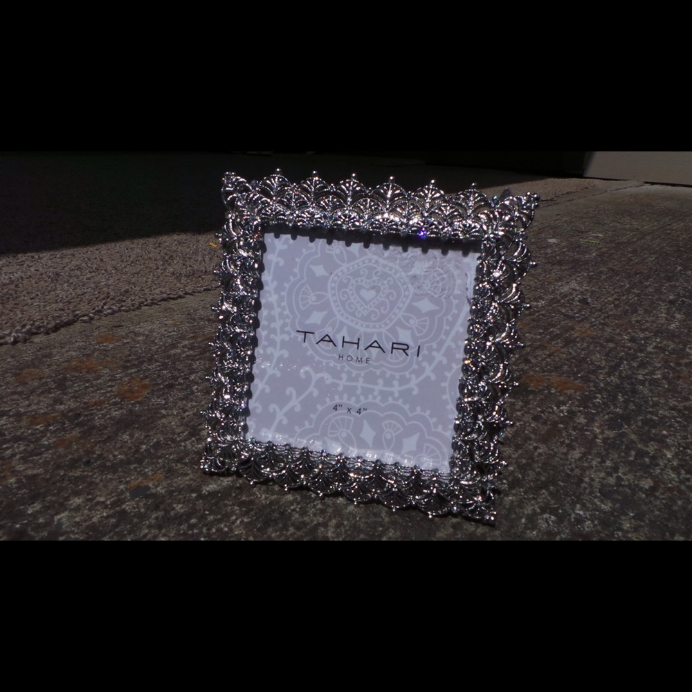 Tahari Home Silver & Crystal Picture Frame 4"x4"
