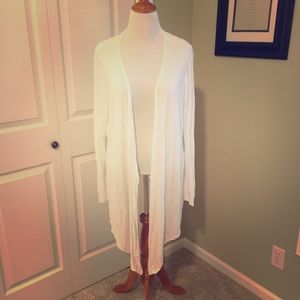 Lane Collection long knit cardigan with lace back