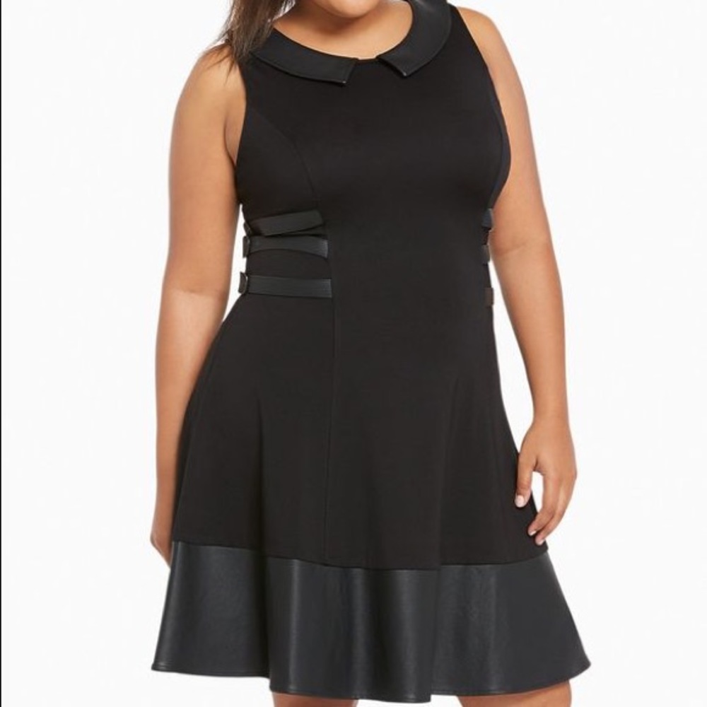 Faux leather Peter Pan collared dress NWOT