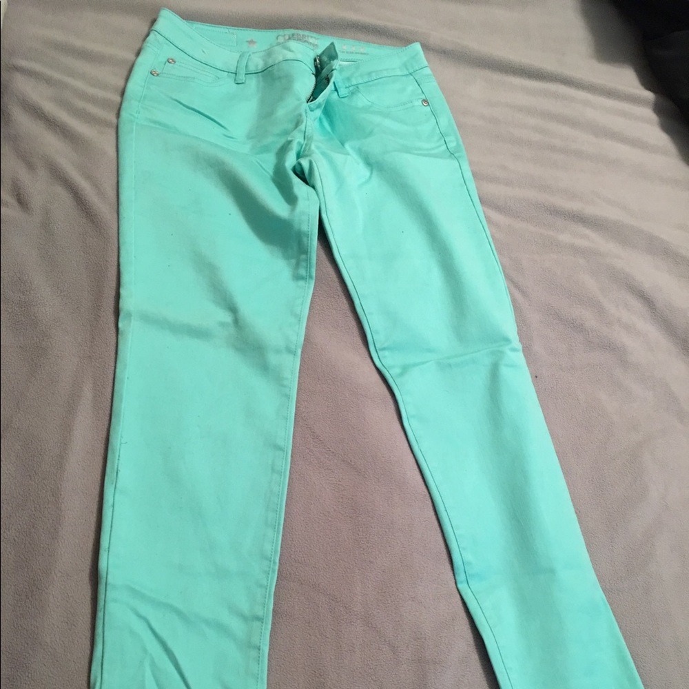 Jegging turquoise pants!! Only worn once!!