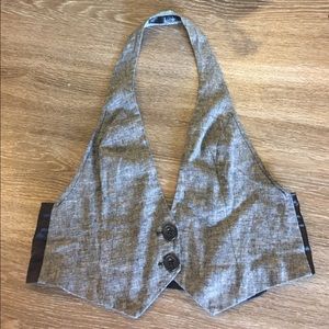 Solemio Linen/Satin Tie-back Vest - size M