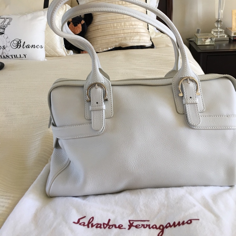 Ferragamo white leather bag