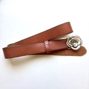 Rose Buckle Leather Belt