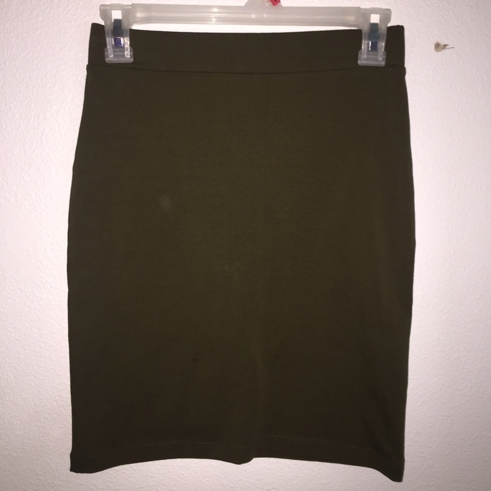 Olive green straight down skirt