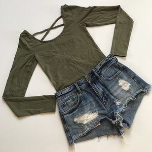 Green long sleeve bodysuit