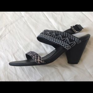 Jeffrey Campbell embroidered snakeskin chunky heel