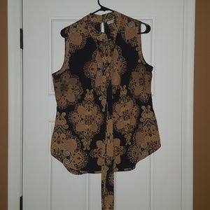 NY&CO XL Sleeveless Blouse Black and Gold