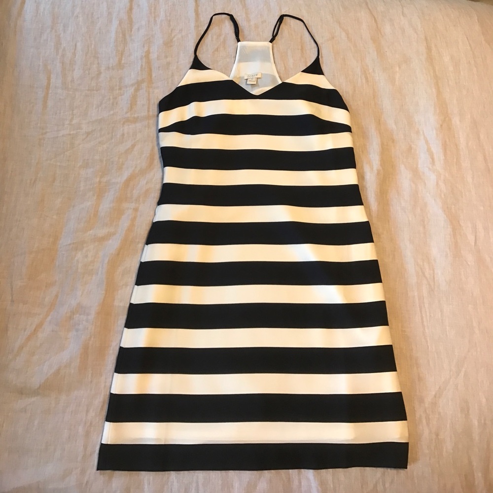 J. Crew striped dress.