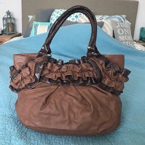 Brown Ruffle Medium Purse