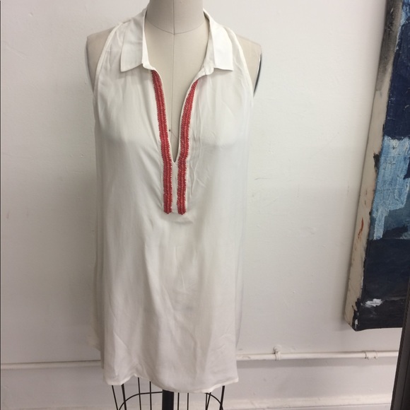 Tunic silk top w/beading - Picture 1 of 2