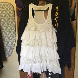 Lace ruffle tank- white, size large
